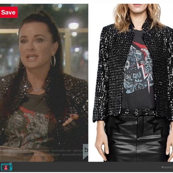 Zadig & Voltaire Volly Sequin Deluxe Jacket Black Small Kyle Richards Holiday - Picture 4 of 10